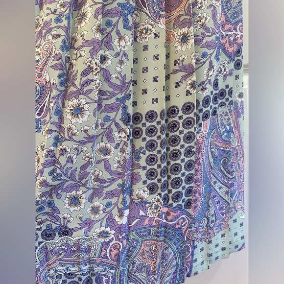 Leslie Fay Patchwork Print Dress Vintage Belted Pleated Skirt Women’s Size 10 - Picture 4 of 12